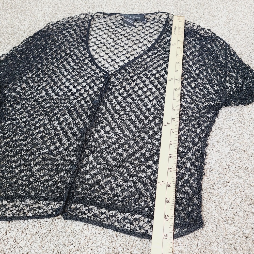 Helen Wang NY Beaded Crochet Mesh Open Cardigan Black M Y2K‎ Vampire Diaries - Picture 9 of 9